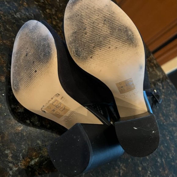 Aldo Black Juliusa Suede Slingback Open Toe Block Heels-Size 6 1/2 - Picture 11 of 13